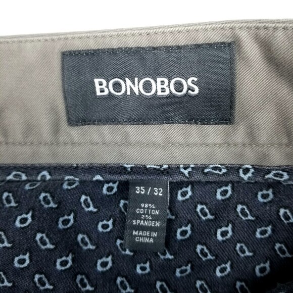 BONOBOS Stretch Washed Straight Leg Casual Chino Pants Mens 35 Light Gray Taupe - Picture 2 of 8